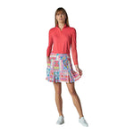G Lifestyle Long Sleeve Zip Mock Neck Top - Coral