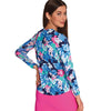 G Lifestyle Crew Neck Long Sleeve Top - Blue/Pink