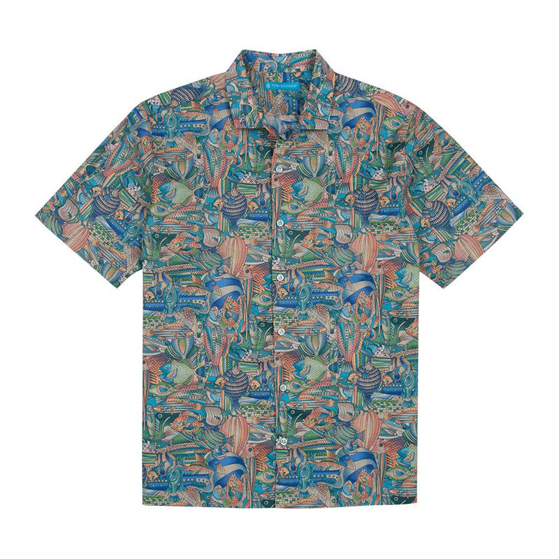 Tori Richard Fishsonian Cotton Lawn Camp Shirt - Coral
