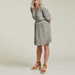 Tribal 3/4 Sleeve V-Neck Dress With Decorative Smocking - Petal Pink