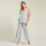 Tribal Pull On Flowy Crop Pant With Drawcord - Poolside