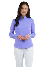 IBKUL Womens Long Sleeve Mock Solid Top - Lavender