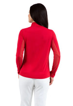 Ibkul Womens Long Sleeve Mock Solid Top - Red
