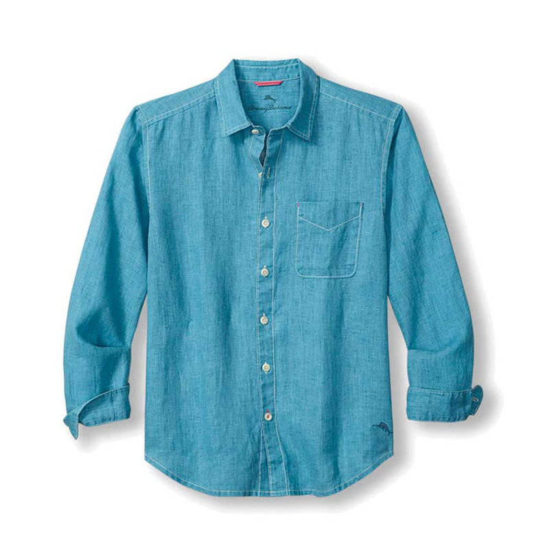 Tommy Bahama Sea Glass Breezer Long Sleeve Linen Shirt - Blue Hot Spring
