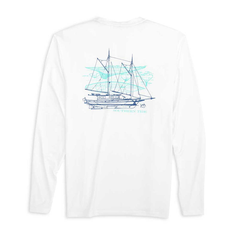 Southern Tide Sail Boat Schematic Performance Long Sleeve T-Shirt - Classic White