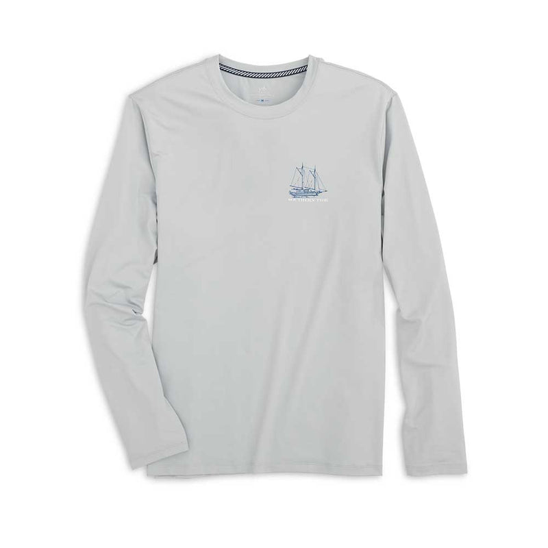 Southern Tide Sail Boat Schematic Performance Long Sleeve T-Shirt - Slate Grey