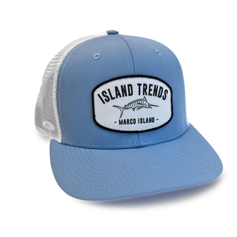 Island Trends Marlin Patch Trucker Snapback Cap - Carolina/White
