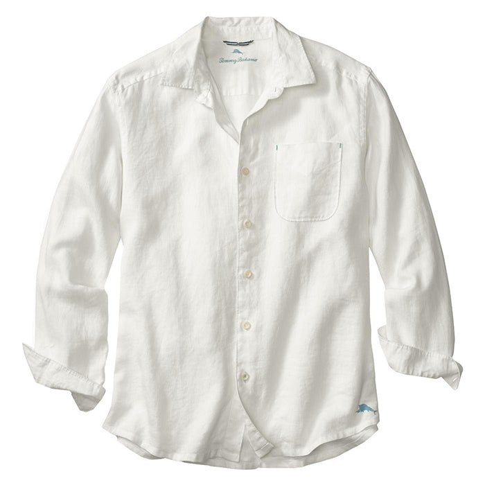Tommy Bahama Big & Tall Sea Glass Breezer Long Sleeve Linen Shirt - White