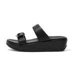 FitFlop Fino Sleek Floral Slide Sandals - All Black