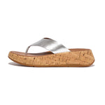 FitFlop F-Mode Leather Flatform Sandals - Silver
