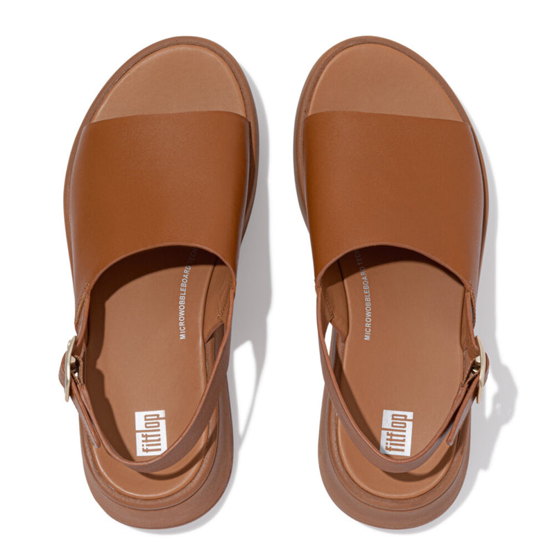 FitFlop F-Mode Leather Flatform Backstrap Sandals - Light Tan