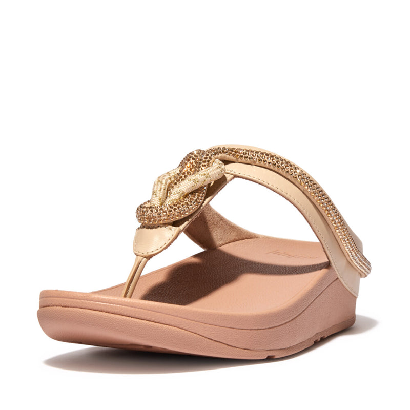 FitFlop Fino Crystal Cord Leather Sandals - Stone Beige