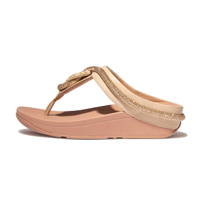 FitFlop Fino Crystal Cord Leather Sandals - Stone Beige