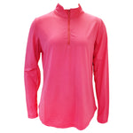 G Lifestyle Long Sleeve Zip Mock Neck Top - Coral