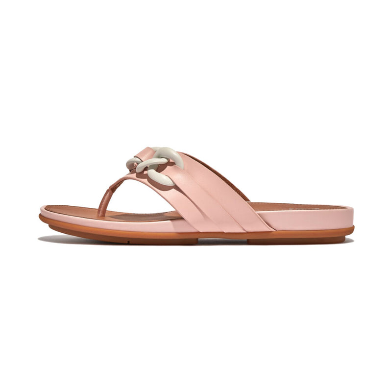 FitFlop Gracie Rubber Chain Leather Sandals - Pink Salt