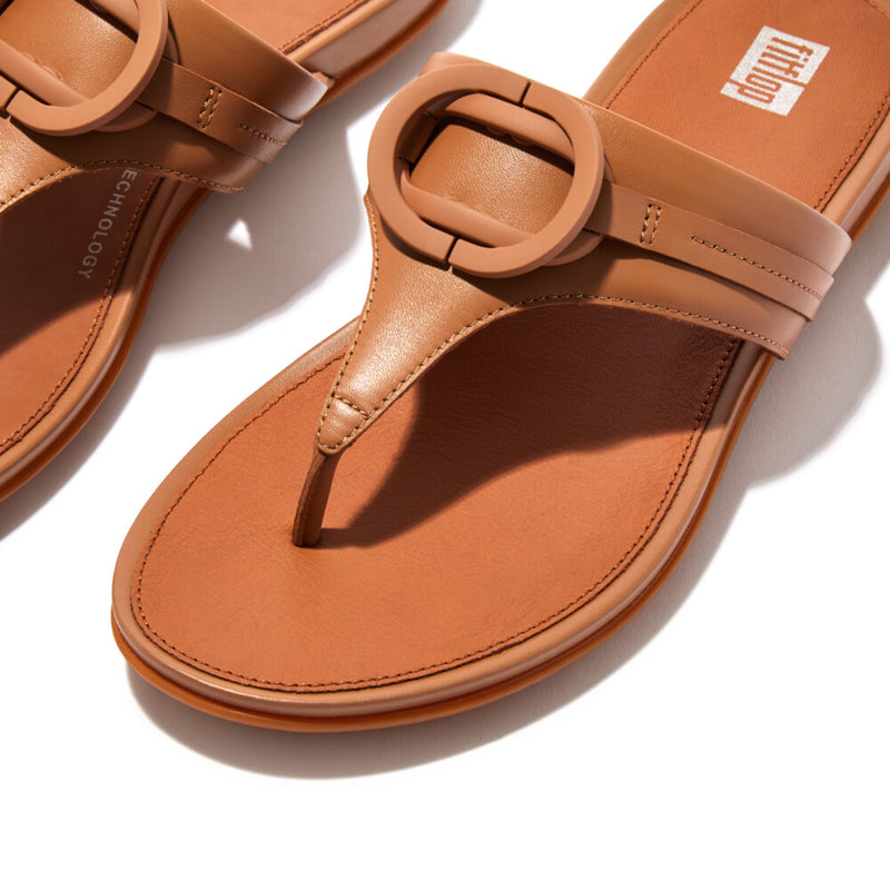 FitFlop Gracie Rubber Circlet Leather Sandals - Latte Tan