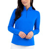 Ibkul Womens Long Sleeve Mock Solid Top - Blue