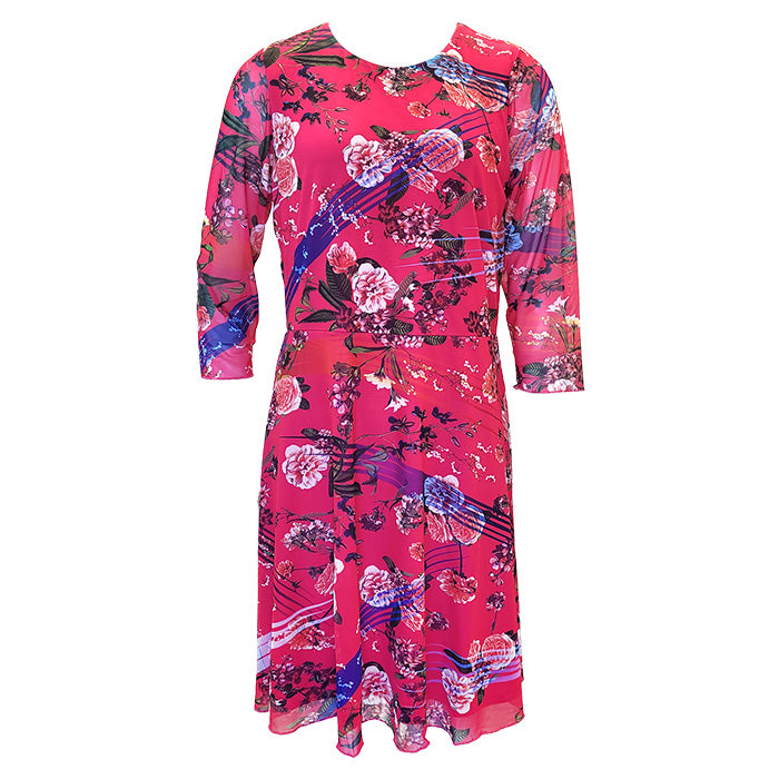 Isle by Melis Kozan Mesh Layered Fit And Flare Top - Pink Blossom