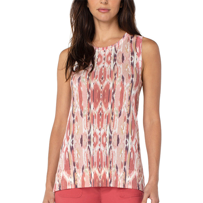 Liverpool Printed Sleeveless With Side Slit Top - Desert Blossom