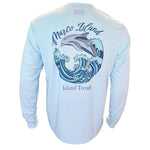 Island Trends Marco Island Dolphin Wave Long Sleeve Performance T-Shirt - Pastel Blue