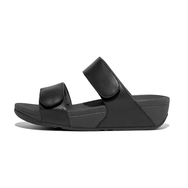 FitFlop Lulu Adjustable Leather Slide Sandals - All Black