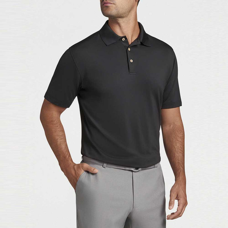 Peter Millar Stretch Jersey Knit Collar Polo Shirt - Black