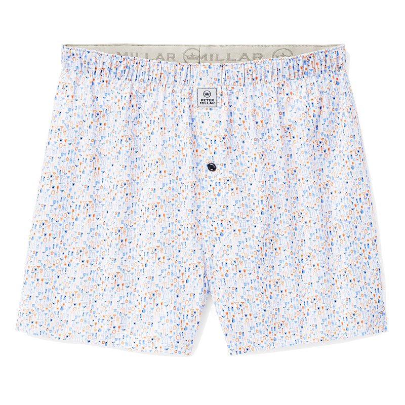 Peter Millar Carroll Print Deco Cocktail Boxers - White