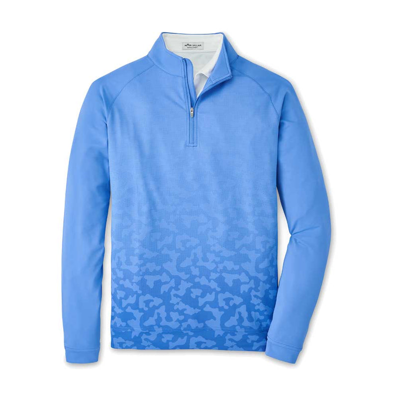 Peter Millar Perth Dip Dye Camo Performance Quarter-Zip Sweater - Maritime