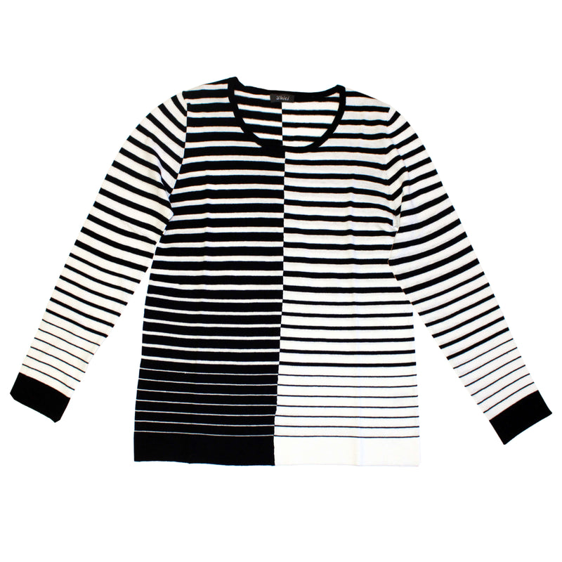 Pure Amici Odelia Odd Stripe Crew Neck Sweater - Black/White