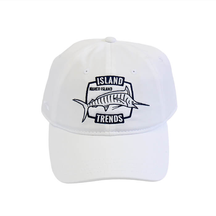 Island Trends Marco Island Marlin Embroidered Baseball Cap Hat - White
