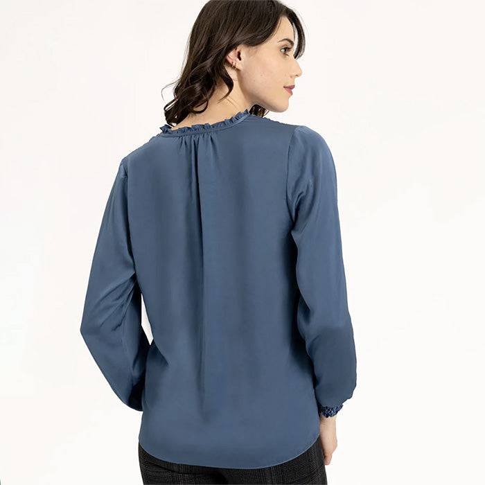 Renuar Long Sleeve Airflow Tie Neck Blouse - Peacock