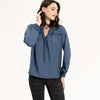 Renuar Long Sleeve Airflow Tie Neck Blouse - Peacock