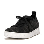 FitFlop Rally E01 Multi-Knit Trainer Sneaker Shoes - Black Rose Gold