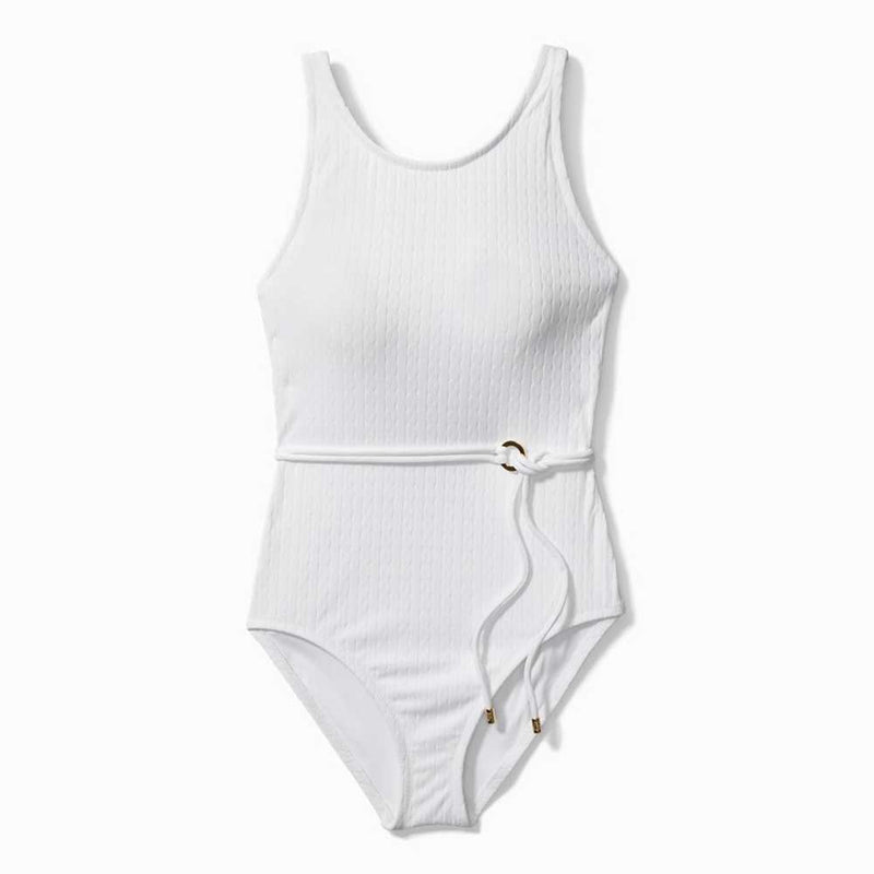 Tommy Bahama Cable Beach High Neck One Piece Swimsuit - White*