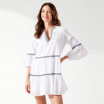 Tommy Bahama Cotton Clip Embroidered Tier Dress Cover Up - White