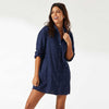 Tommy Bahama Cotton Clip Jacquard Boyfriend Shirt Cover Up - Mare Navy*
