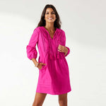 Tommy Bahama Salina Key Poplin Split Neck Dress Cover Up - Pink Maui