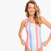 Southern Tide Womens Sunny Days Stripe One Piece Swimsuit - Flamingo Pink