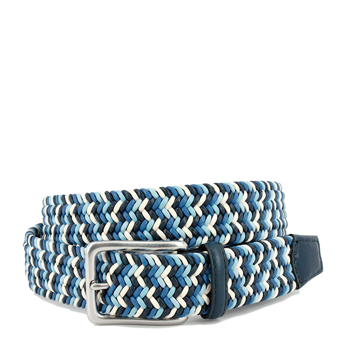 Torino Italian Woven Cotton Belt - Navy/Blue/Cream*