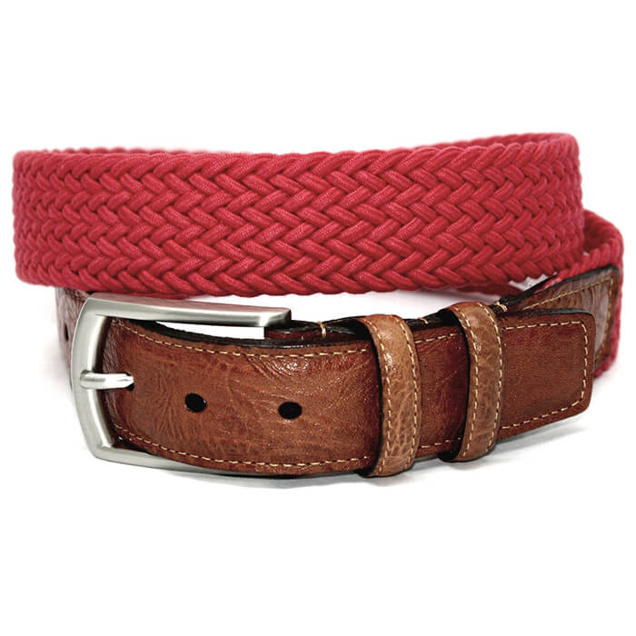 Torino Italian Woven Cotton Elastic Belt - Red