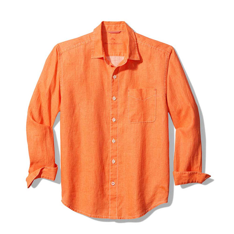 Tommy Bahama Sea Glass Breezer Long Sleeve Linen Shirt - Peach Melt