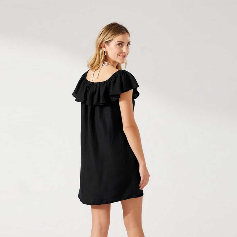 Tommy Bahama St. Lucia Off The Shoulder Ruffle Dress Cover Up - Black*