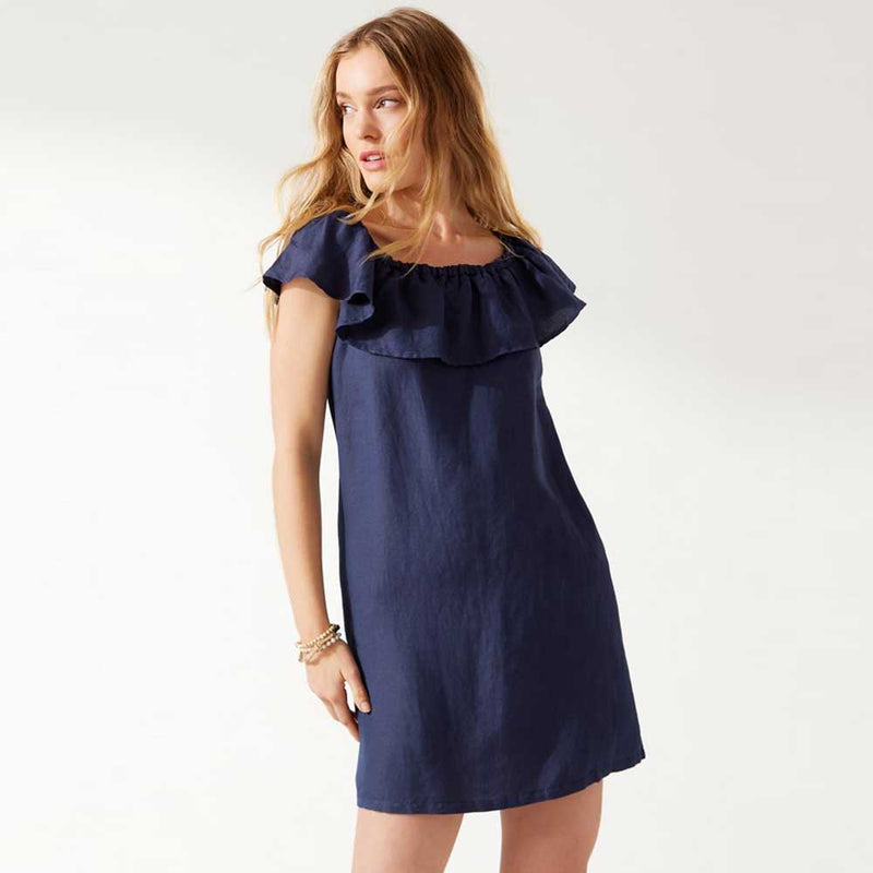 Tommy Bahama St. Lucia Off The Shoulder Ruffle Dress Cover Up - Mare Navy*