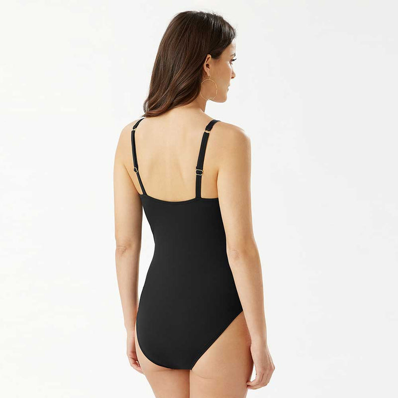 Tommy Bahama Pearlover Cross Front One Piece Swimsuit - Black*