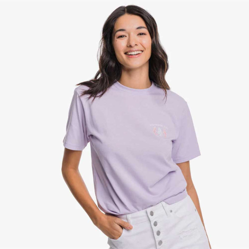 Southern Tide Womens Dancin Lobsters T-Shirt - Light Purple