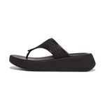 FitFlop F-Mode Woven Raffia Flatform Sandals - All Black