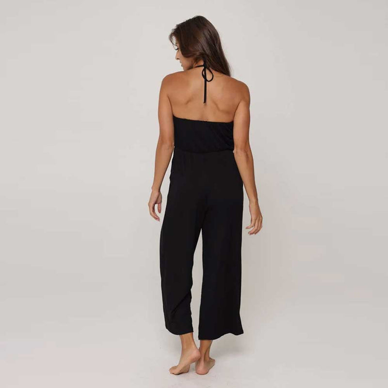 J Valdi Kira Jersey Sleeveless Jumpsuit Cover Up - Black