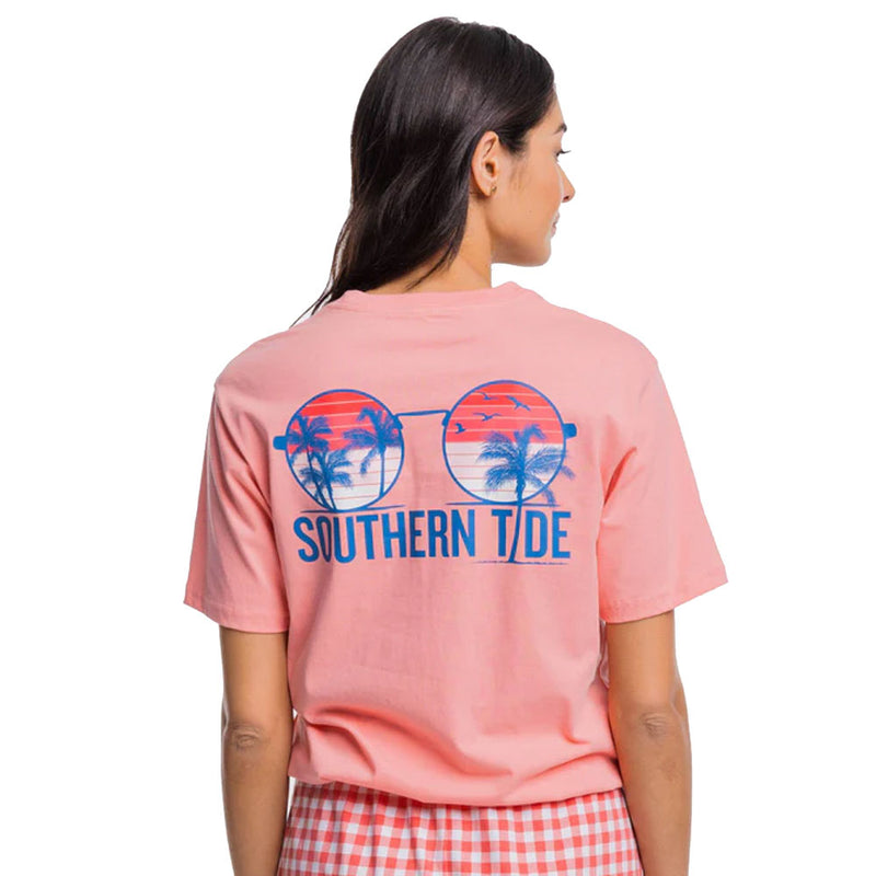 Southern Tide Womens Sunglasses and Sunsets T-Shirt - Flamingo Pink